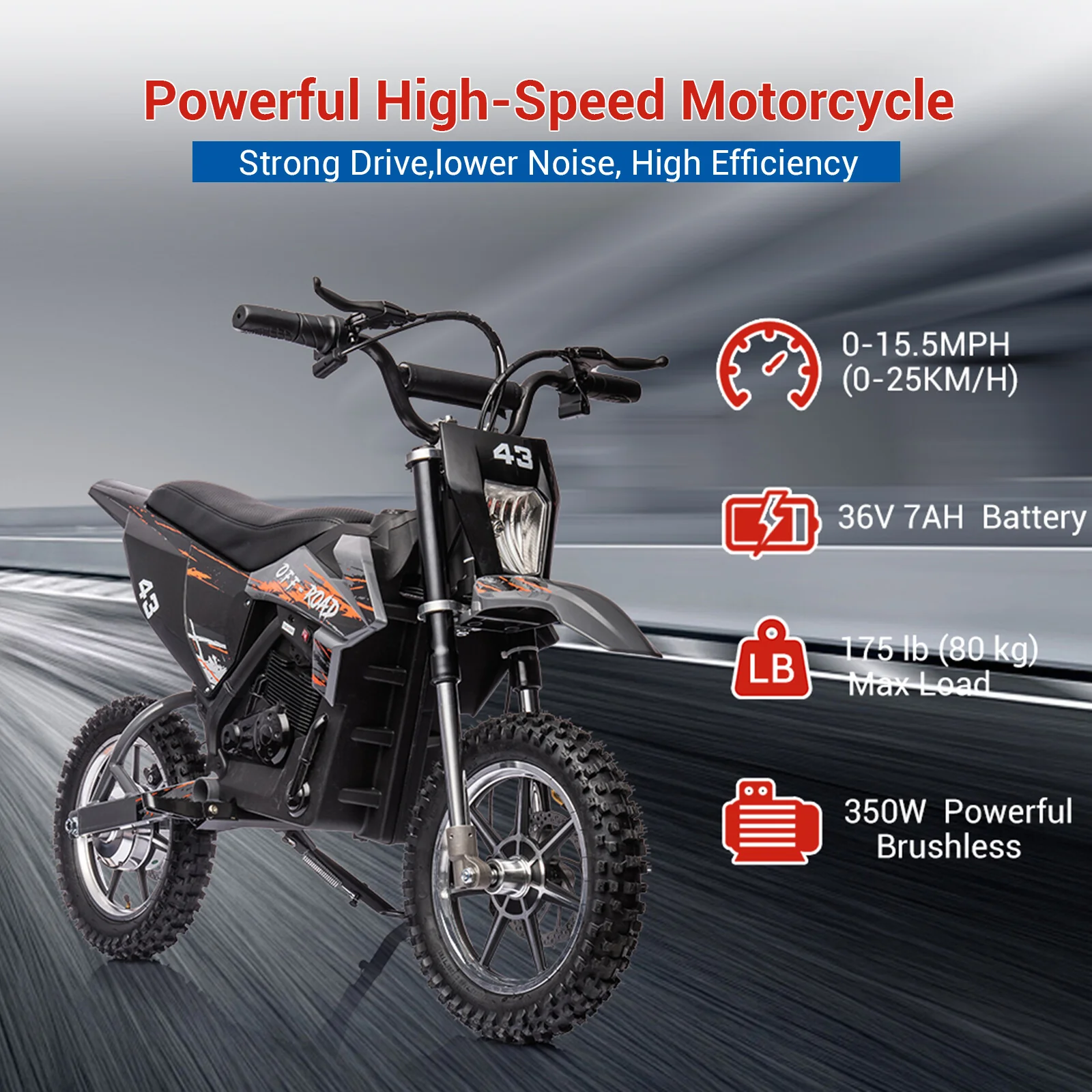 36V Electric Dirt Bike Ride-On Motorcycle with High-Power Motor for Kids 14+ Years - Image 13