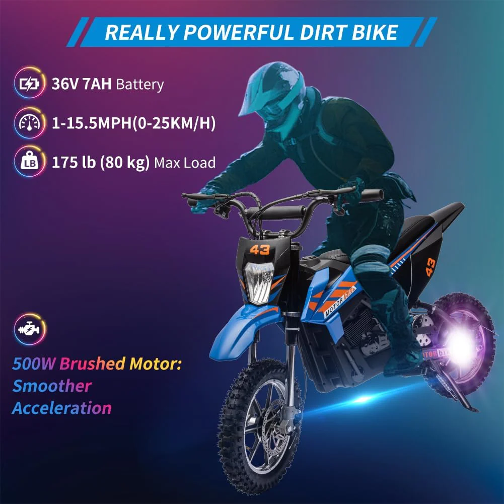 36V Electric Off-Road Bike for Children, Ride-on Motorbike 500W Brushed Engine Adjustable Speed - Image 4