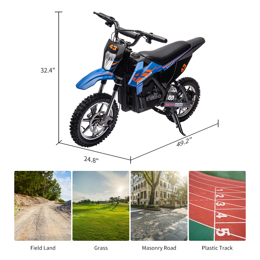36V Electric Ride-On Dirt Bike with Front and Rear Brakes for Teens