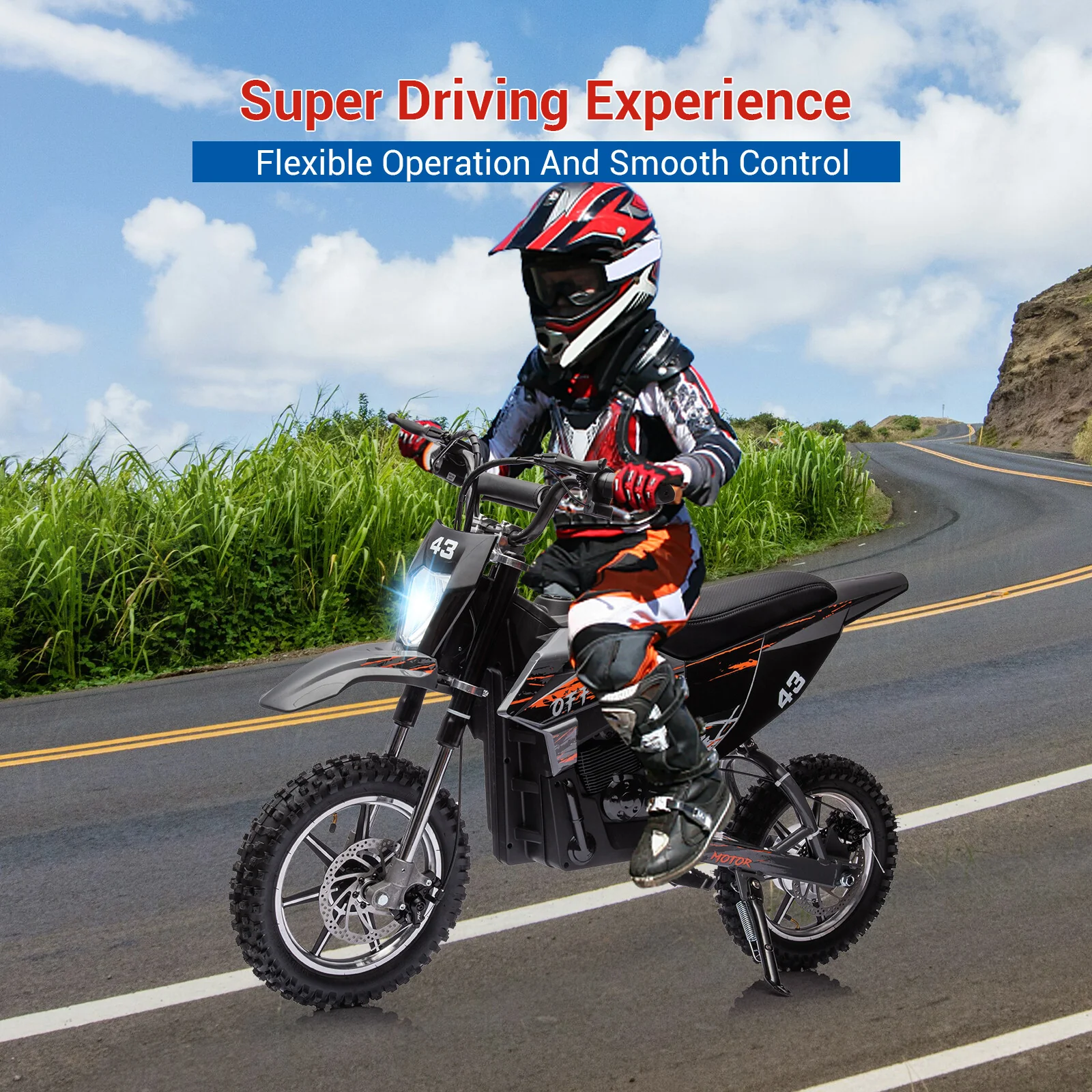 36V High Power Kids Electric Dirt Bike Motorcycle with LED Light Ride-On - Image 4