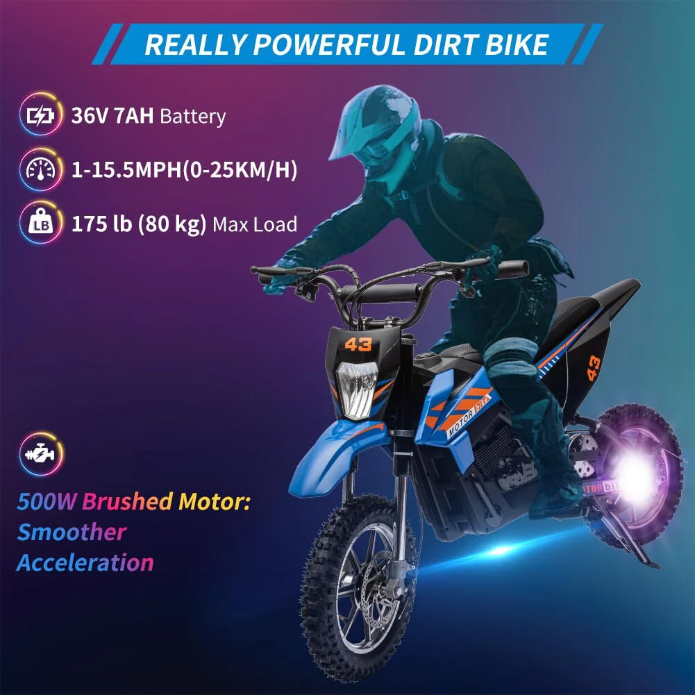 36V Electric Battery-Powered Off-Road Ride-On Motorcycle for Kids - Image 2