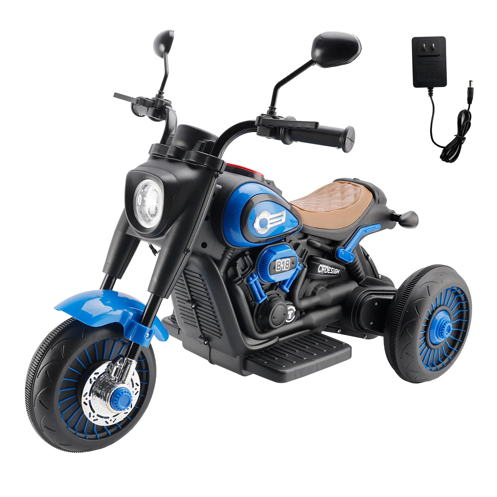 Blue Electric 6V 3-Wheel Motorcycle Toy for Kids with Colorful Lights and Music - Image 13