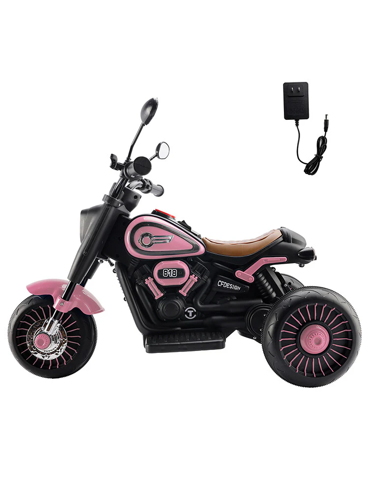 6V Electric 3-Wheel Kids Ride-On Motorcycle Toy with Colorful Lights and Music, Pink - Image 10