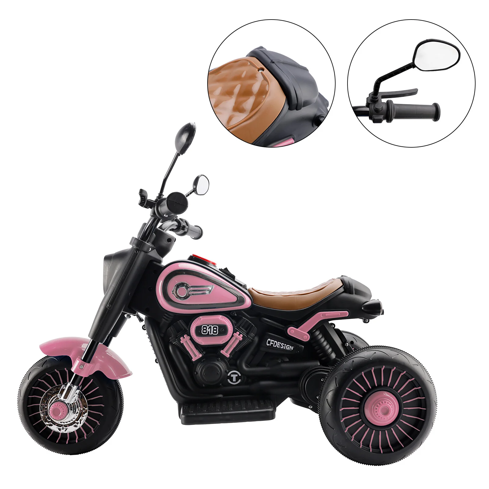 6V Electric 3-Wheel Kids Ride-On Motorcycle Toy with Colorful Lights and Music, Pink - Image 14