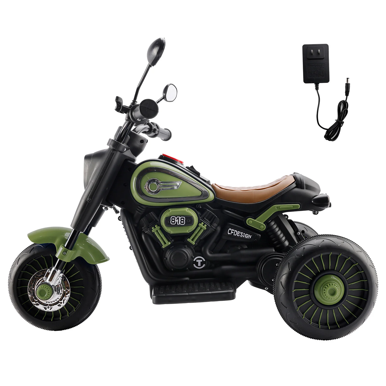 3-Wheel 6V Electric Ride-On Motorcycle Toy with Colorful Lights and Music for Kids Green - Image 11