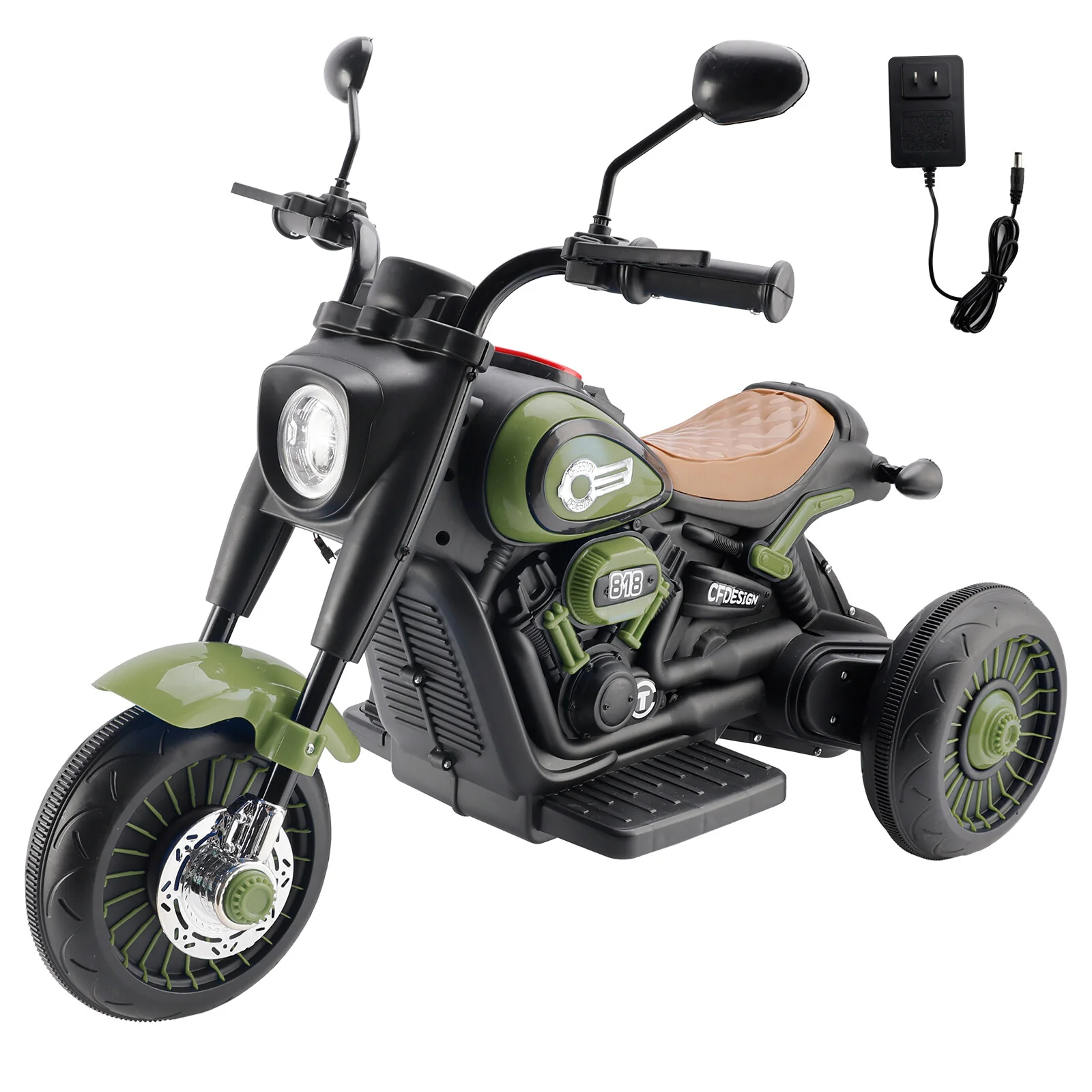 3-Wheel 6V Electric Ride-On Motorcycle Toy with Colorful Lights and Music for Kids Green - Image 12