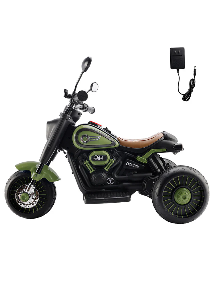 6V Kids Electric 3-Wheel Ride-On Motorcycle Toy with Colorful Lights and Music Green - Image 10
