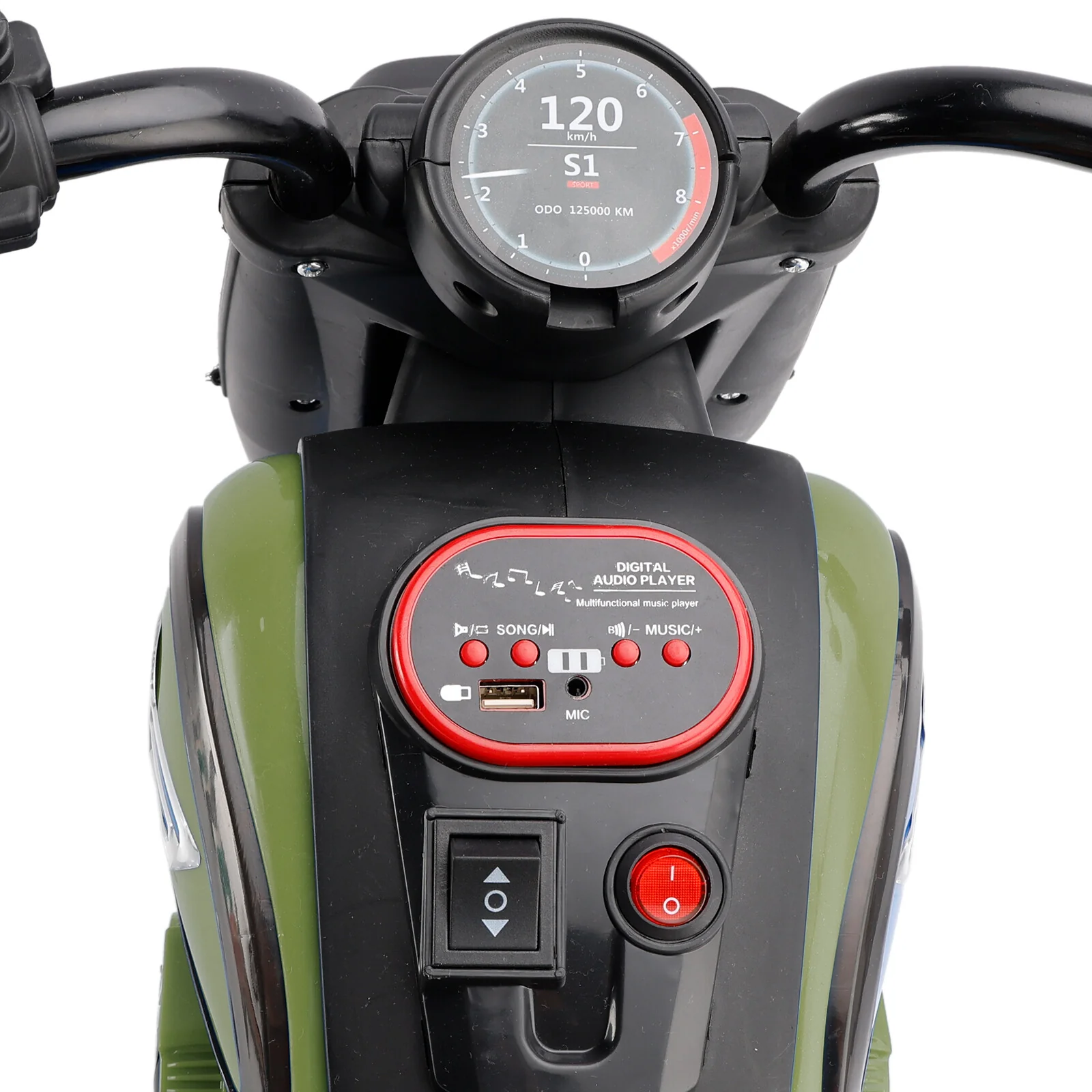 6V Kids Electric 3-Wheel Ride-On Motorcycle Toy with Colorful Lights and Music Green - Image 5