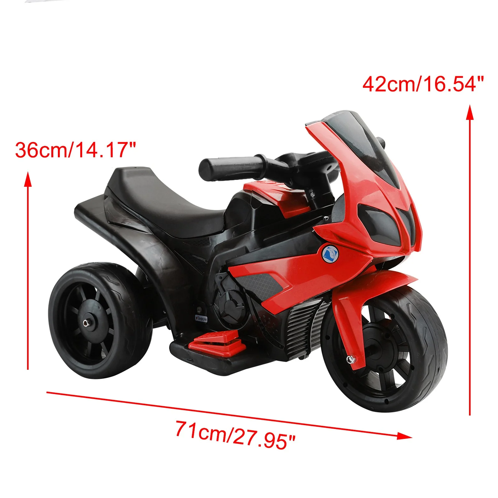 Red 3-Wheel 6V Electric Motorcycle Toy for Kids with Remote Control and LED Lights - Image 2