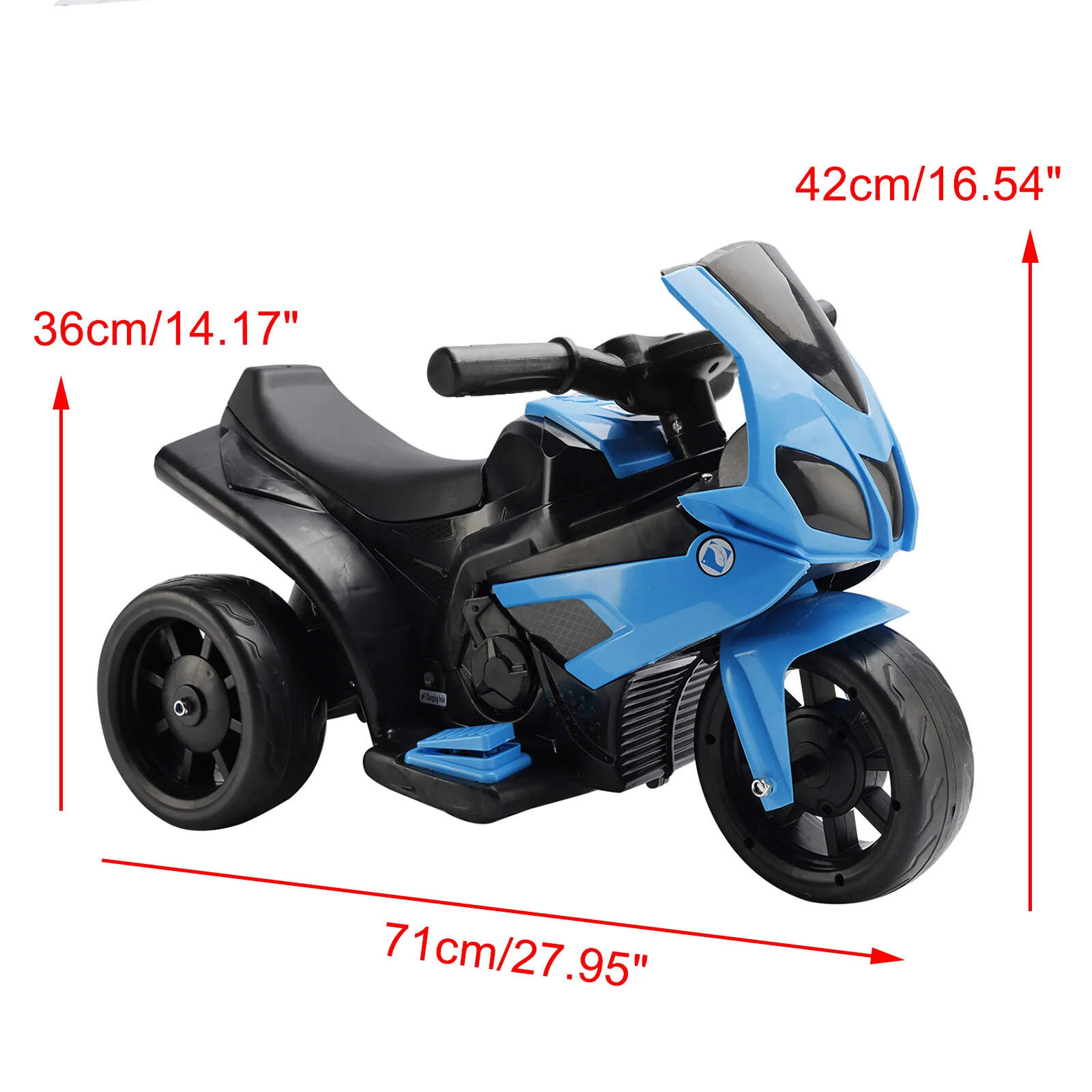 6V Electric 3-Wheel Ride-On Motorcycle for Kids with Remote Control and LED Lights Blue - Image 2
