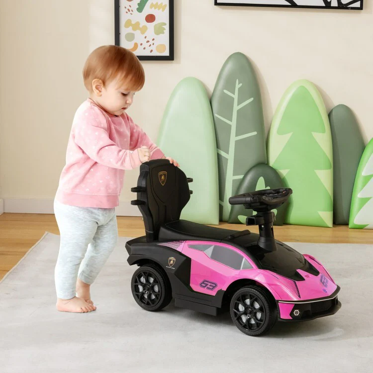 3-in-1 Licensed Kids Ride-On Push Car Toy with Removable Handle and Guardrail - Image 4