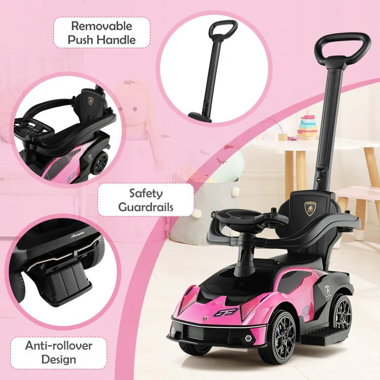 3-in-1 Licensed Kids Ride-On Push Car Toy with Removable Handle and Guardrail - Image 9