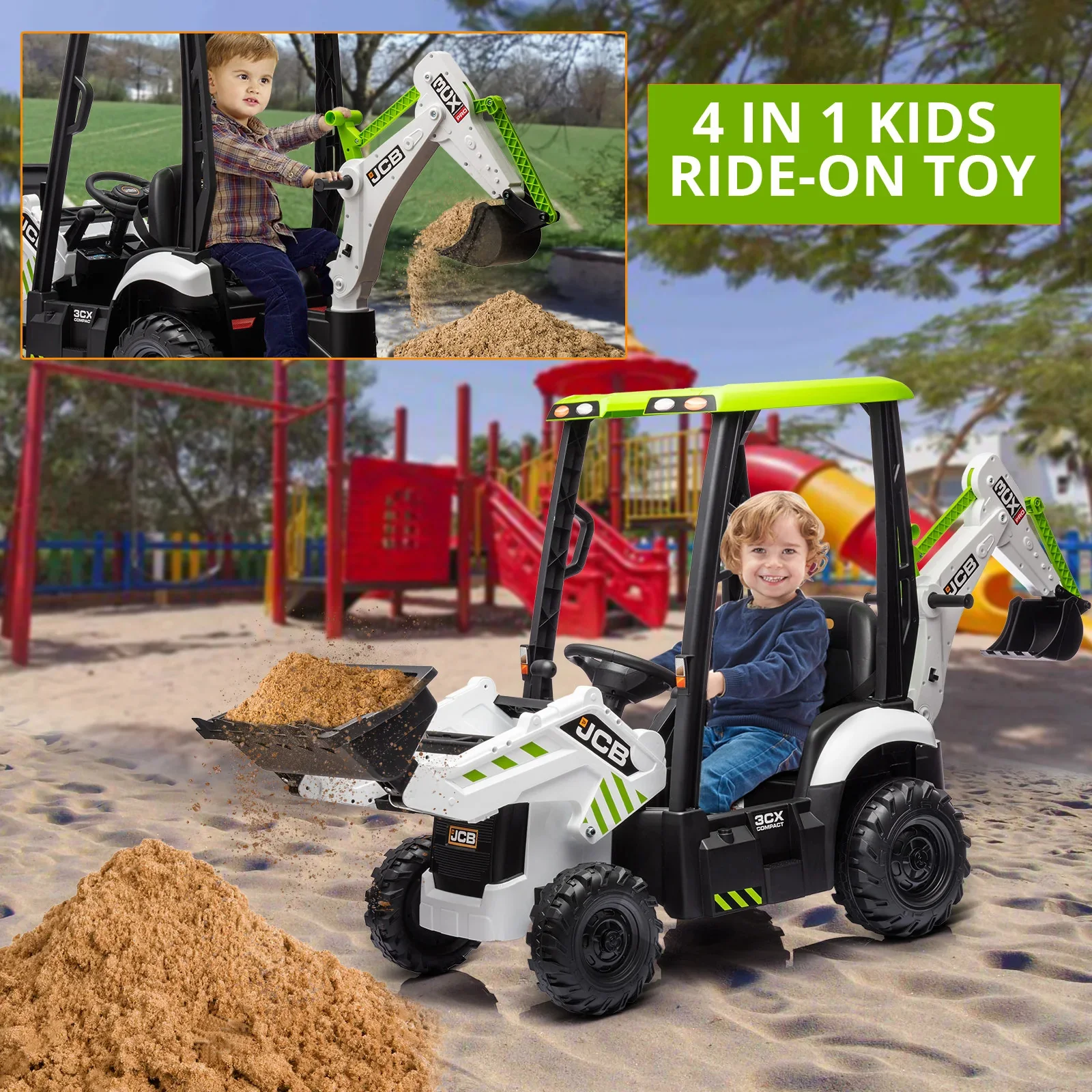 12V Kids Electric Ride-On Excavator and Bulldozer Vehicle with Remote Control - Image 4