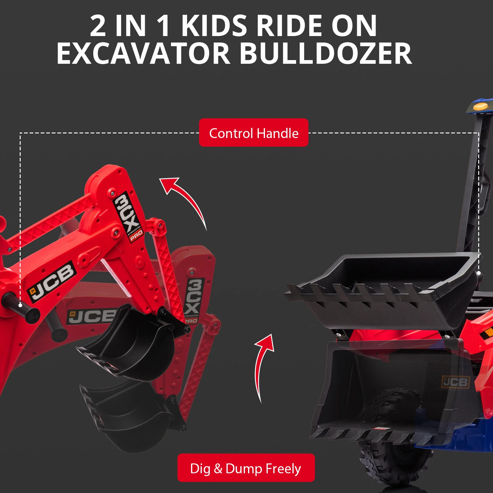 4-in-1 Ride-On Electric Excavator and Bulldozer for Kids with Remote Control - Image 10