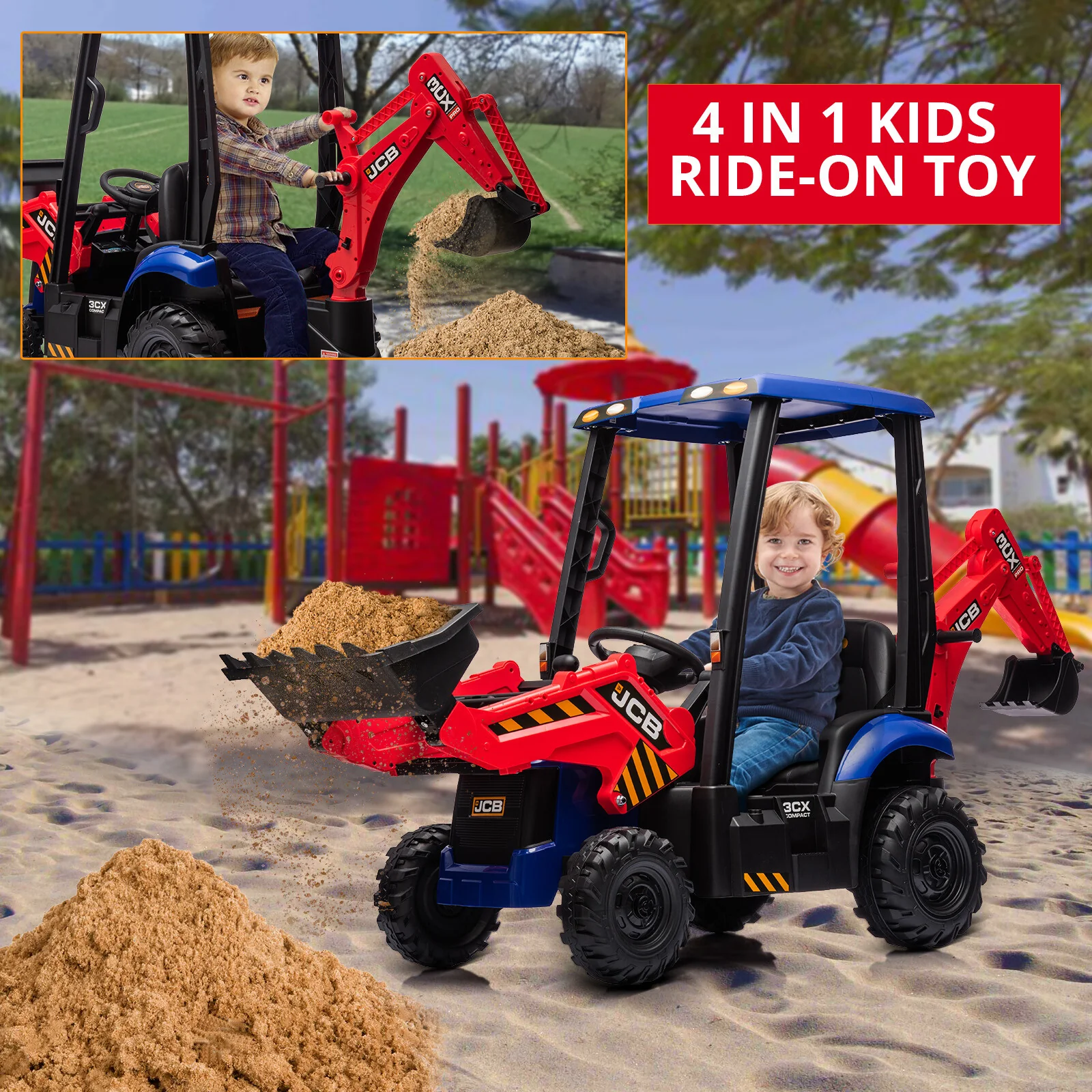 4-in-1 Ride-On Electric Excavator and Bulldozer for Kids with Remote Control - Image 13