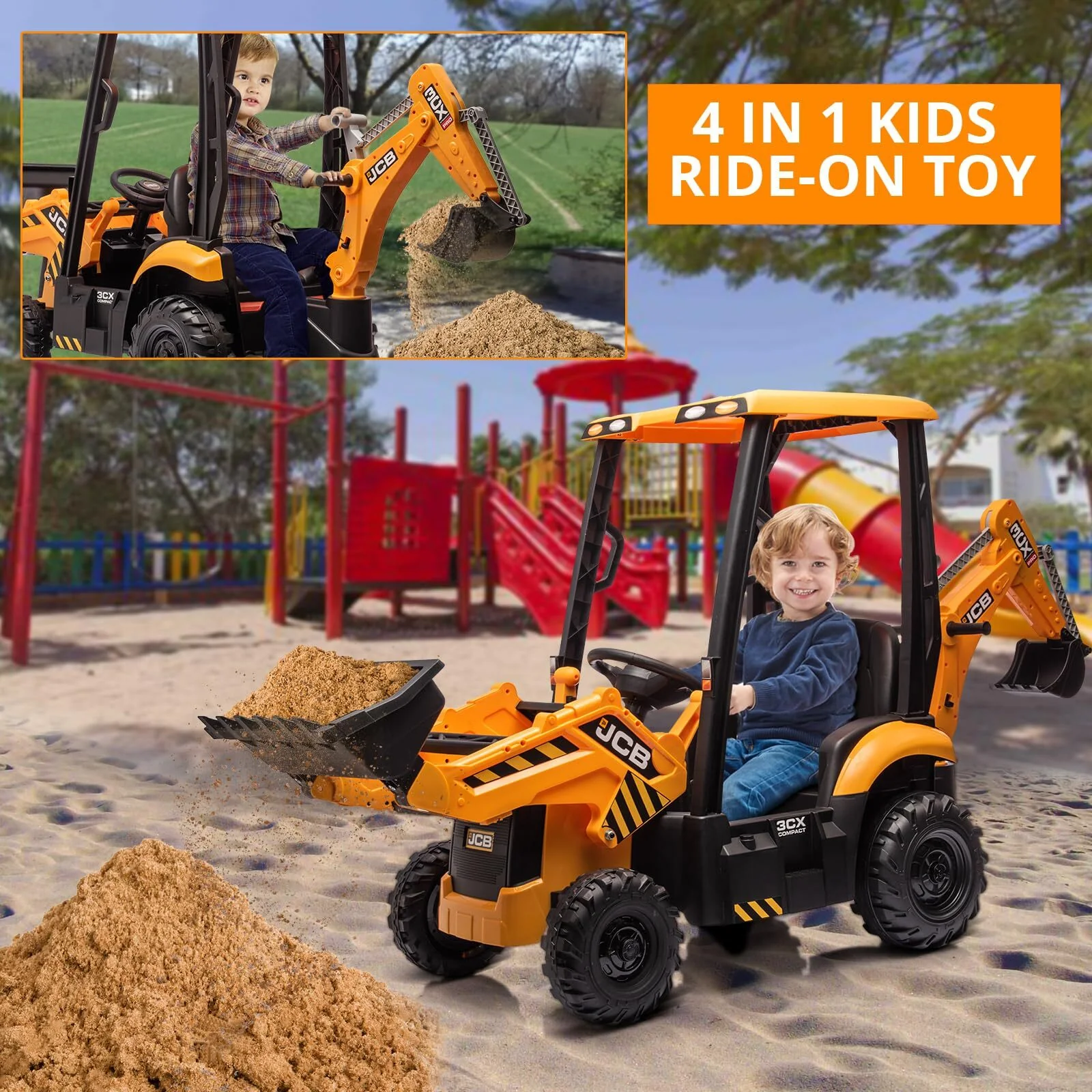 4-in-1 Ride-On Electric Excavator and Bulldozer for Kids with Remote Control - Image 5