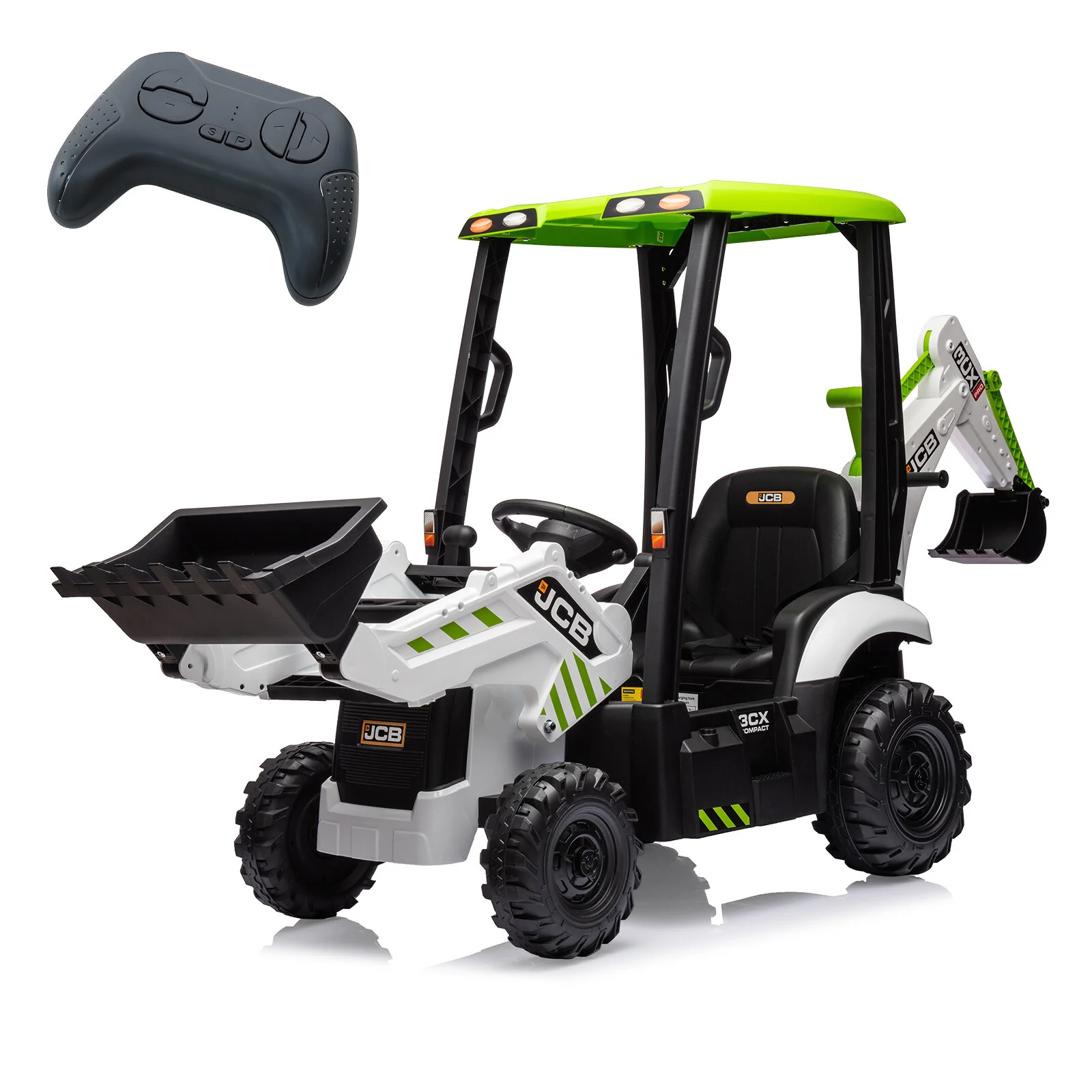 12V 4-in-1 Kids Ride-On Excavator Toy with Front Loader and Digger Attachment - Image 16