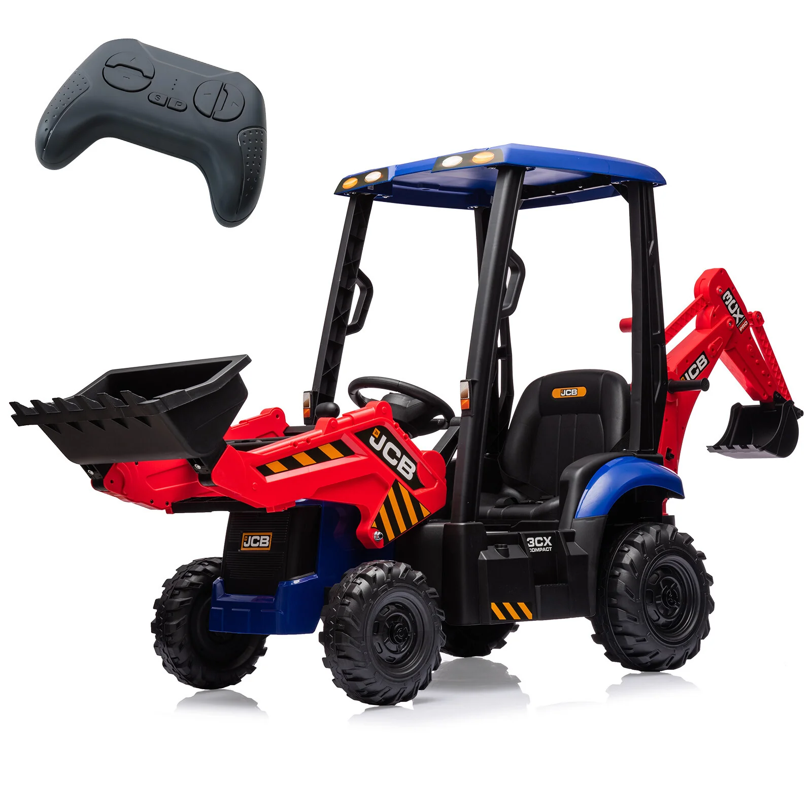 12V 4-in-1 Kids Ride-On Excavator Toy with Front Loader and Digger Attachment - Image 2