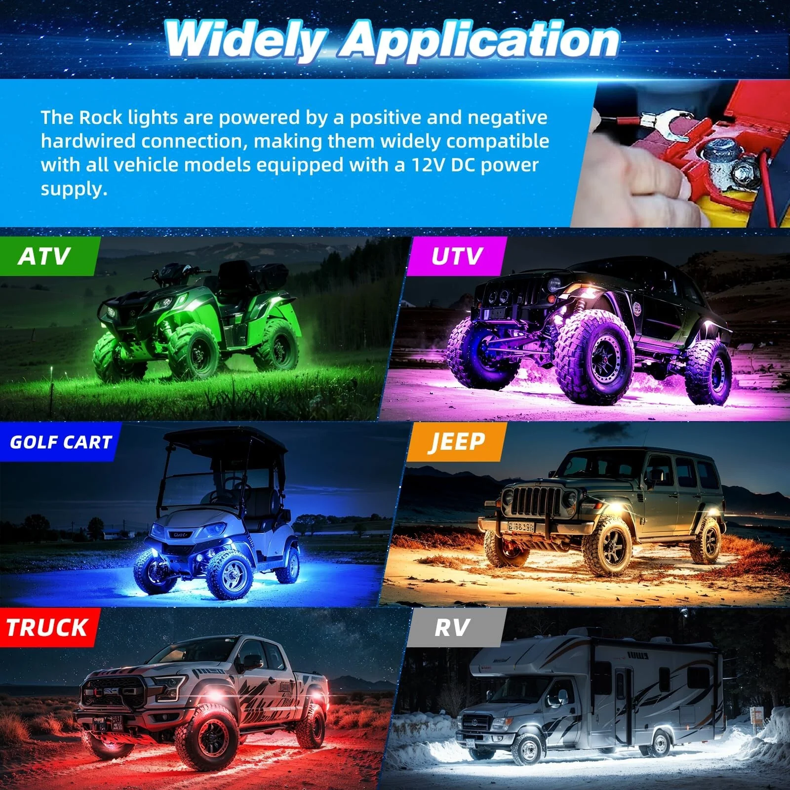 4-Pod Alloy LED Rock Lights Waterproof for ATV UTV Golf Cart Truck RZR SXS - Image 5