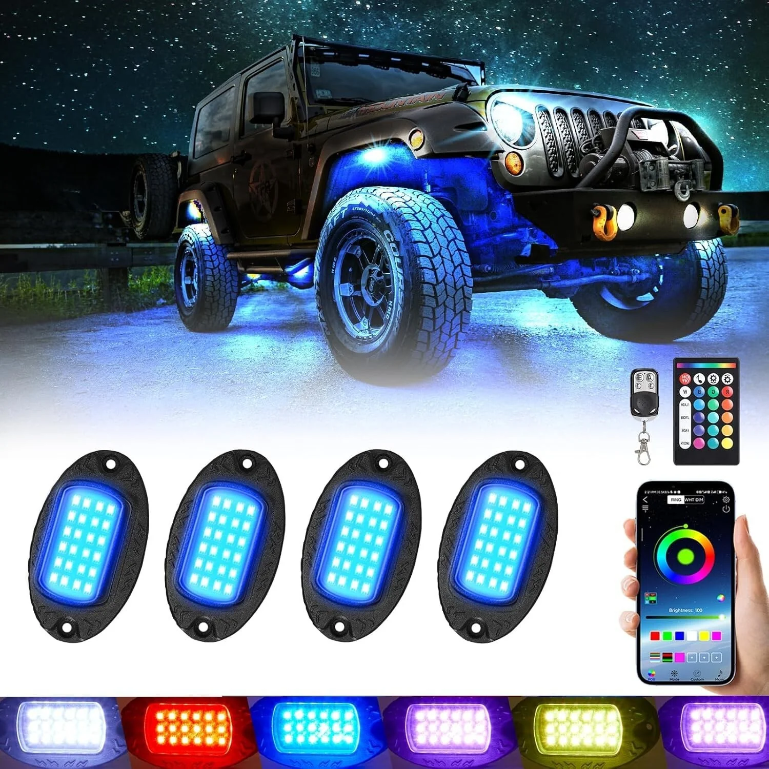 4-Pod Alloy LED Rock Lights Waterproof for ATV UTV Golf Cart Truck RZR SXS - Image 8