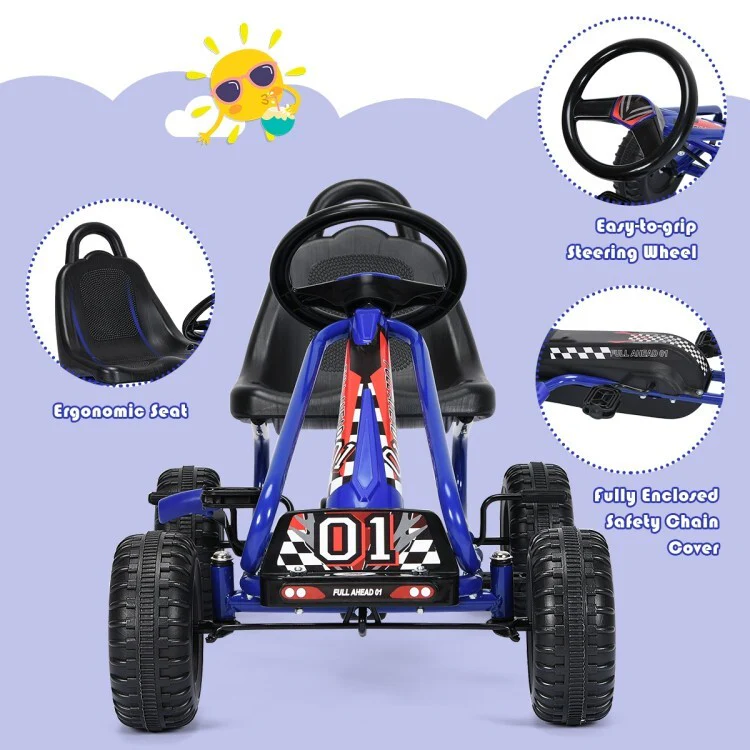 4-Wheel Pedal-Powered Ride-On Car with Adjustable Seat - Image 2