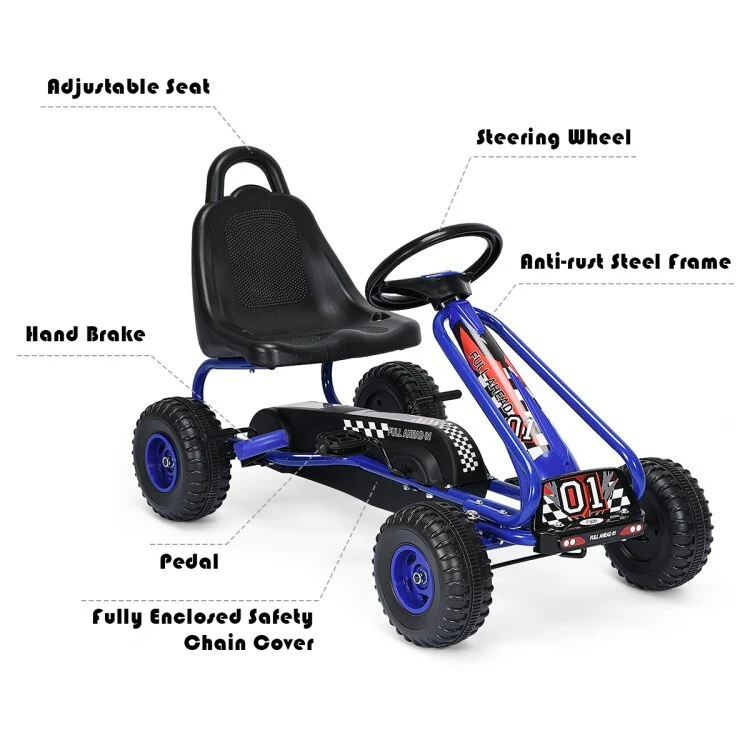 4-Wheel Pedal-Powered Ride-On Car with Adjustable Seat - Image 7