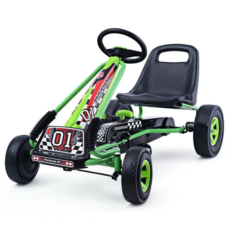 4-Wheel Pedal-Powered Kids Ride-On Go-Kart Racer Car for Outdoor Play - Image 12