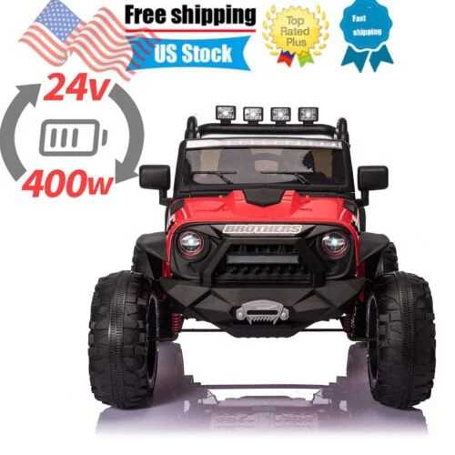 400W 2-Seater Electric Ride-On Jeep with LED Lights, MP3 Player, and Remote Control for Kids (24V) - Image 2