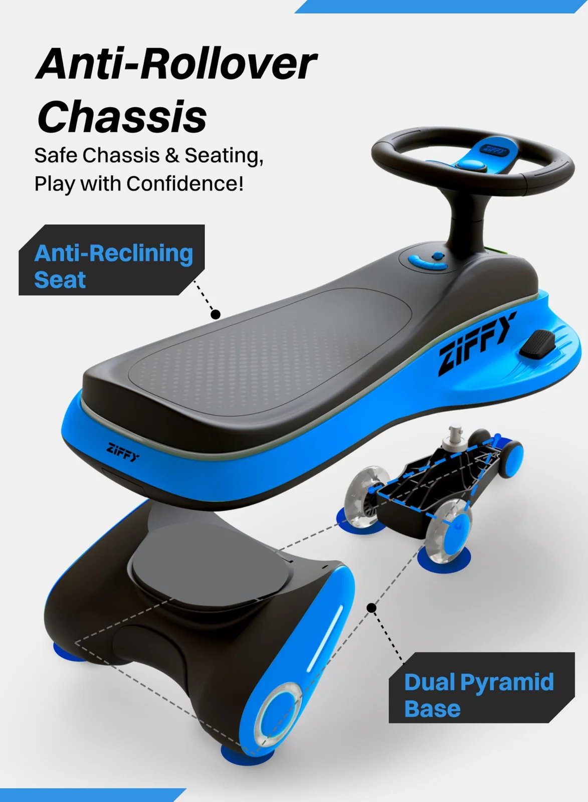 45W 5.5A Light-Up Electric Wiggle Car with Pedal and Rechargeable Battery 2-in-1 - Image 5