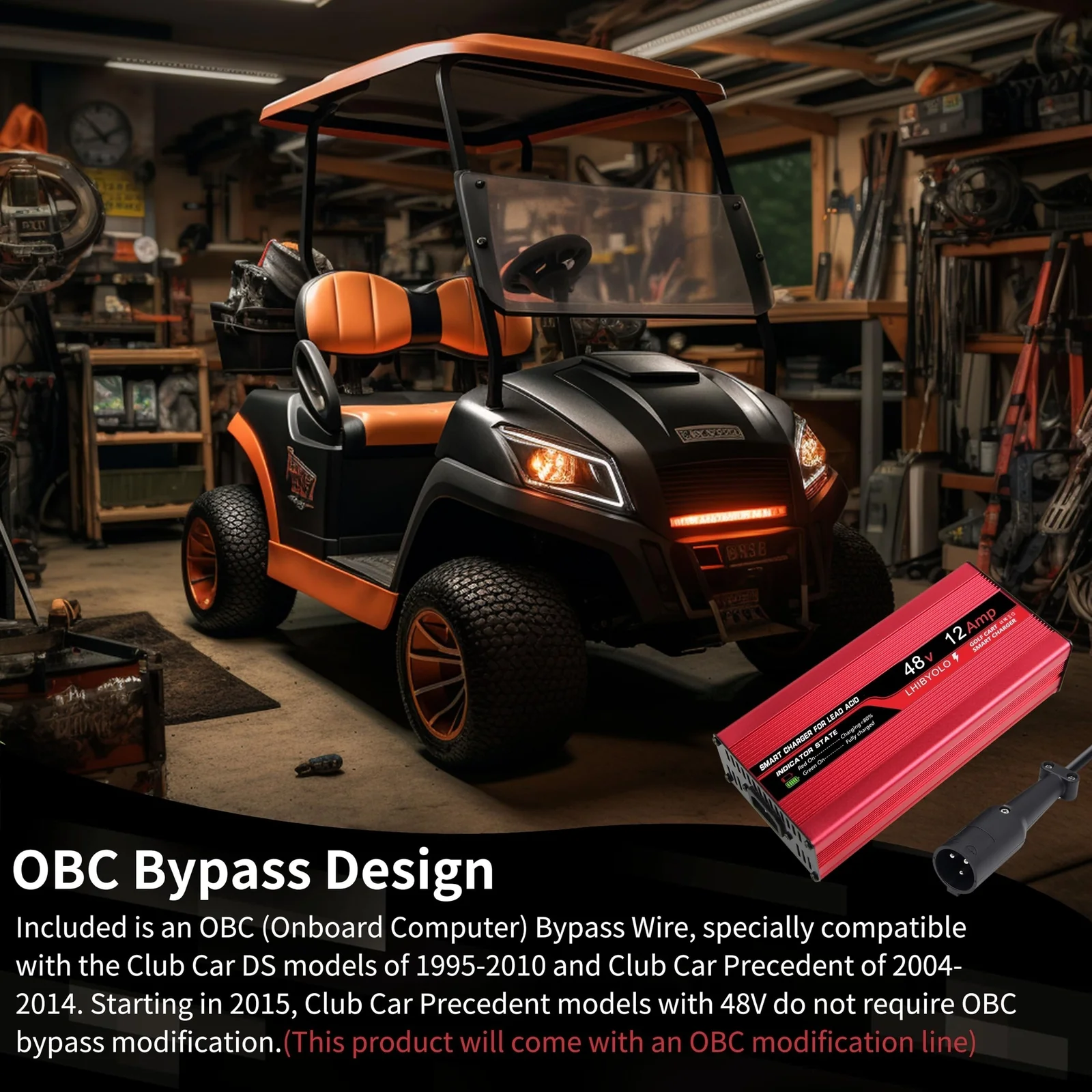 48V Golf Cart Battery Charger with 12A Output and 3-Pin Round Plug for 12A Club Car - Image 6