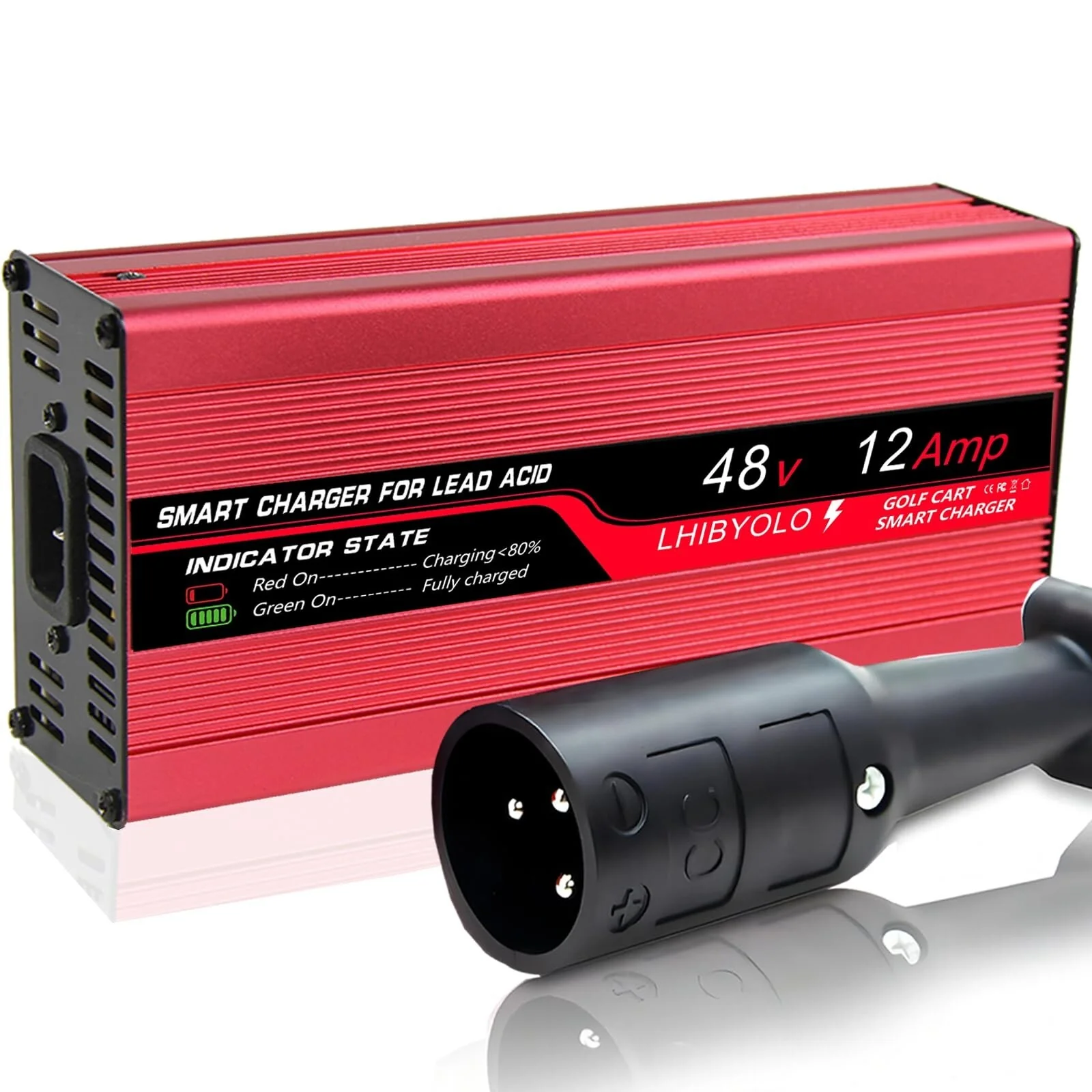 48V Golf Cart Battery Charger with 12A Output and 3-Pin Round Plug for 12A Club Car - Image 8