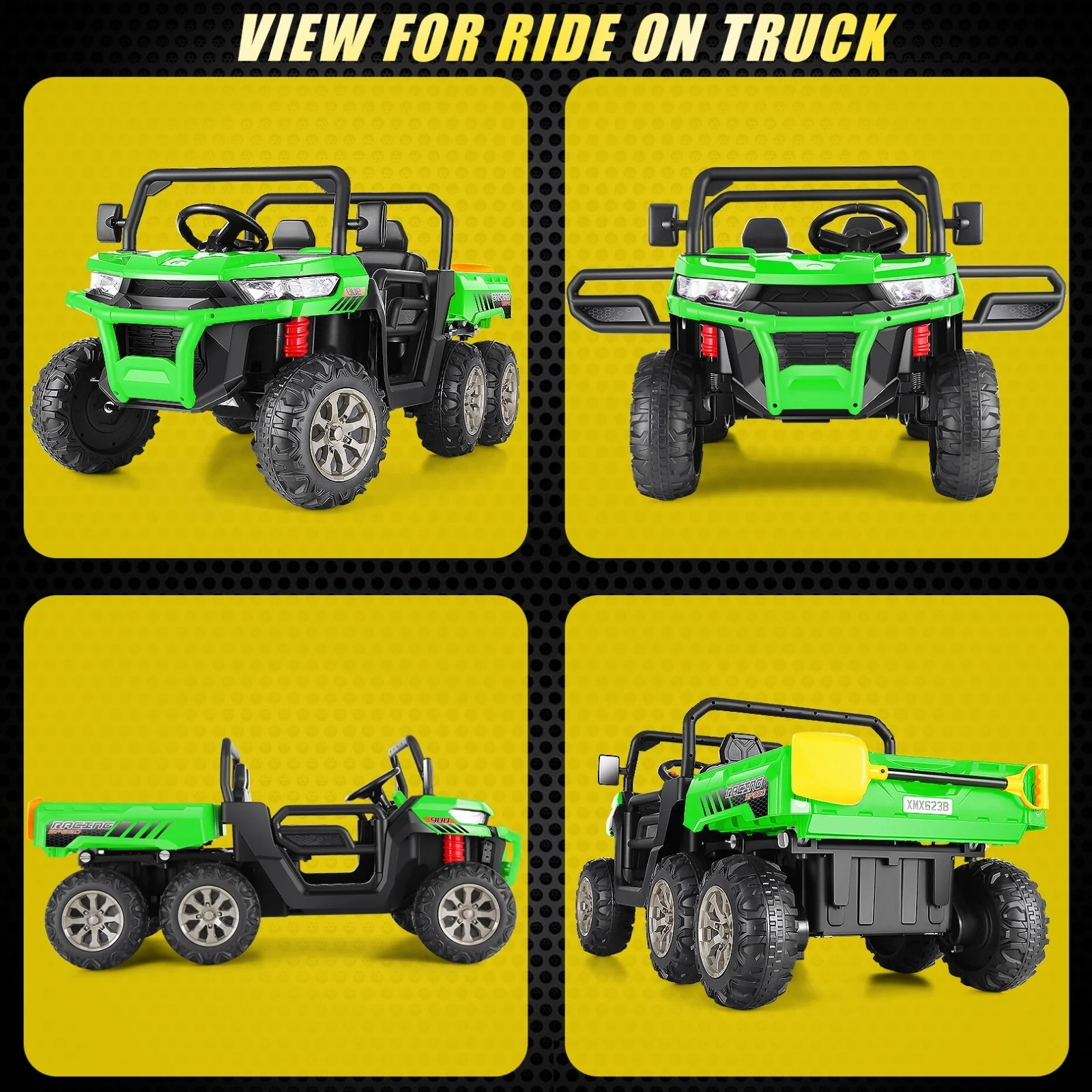 24V 4WD Electric 2-Seater Ride-On Dump Truck Car with Remote Control, Music, and 6 Wheels UTV - Image 11
