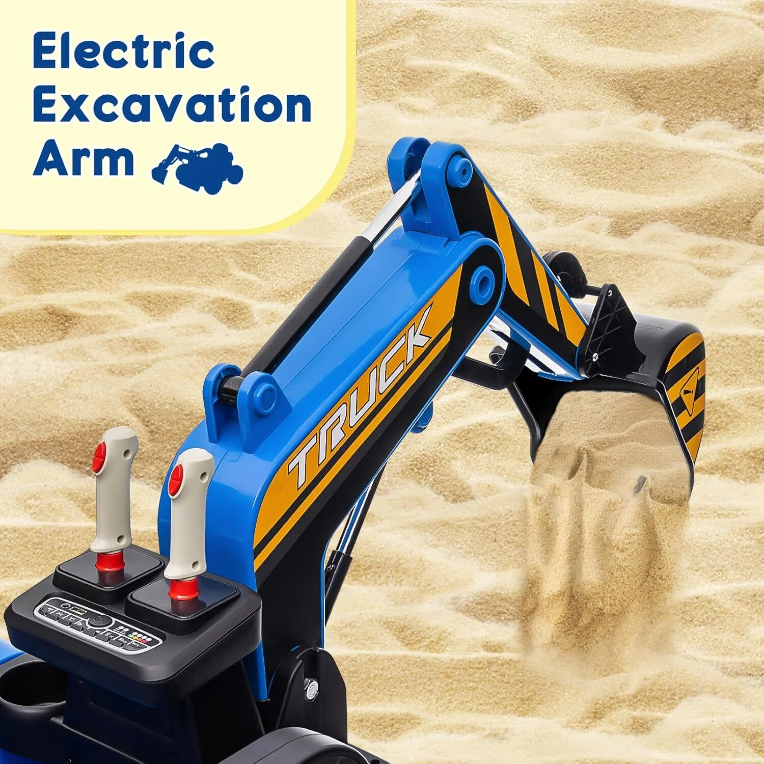 12V Battery-Powered 4WD Electric Excavator Toy Truck with Remote Control - Image 3