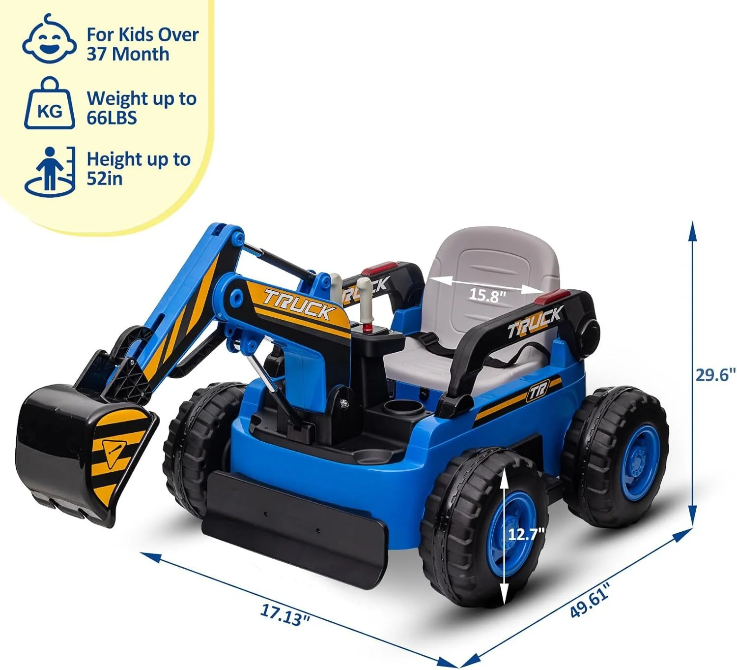 12V Battery-Powered 4WD Electric Excavator Toy Truck with Remote Control - Image 8