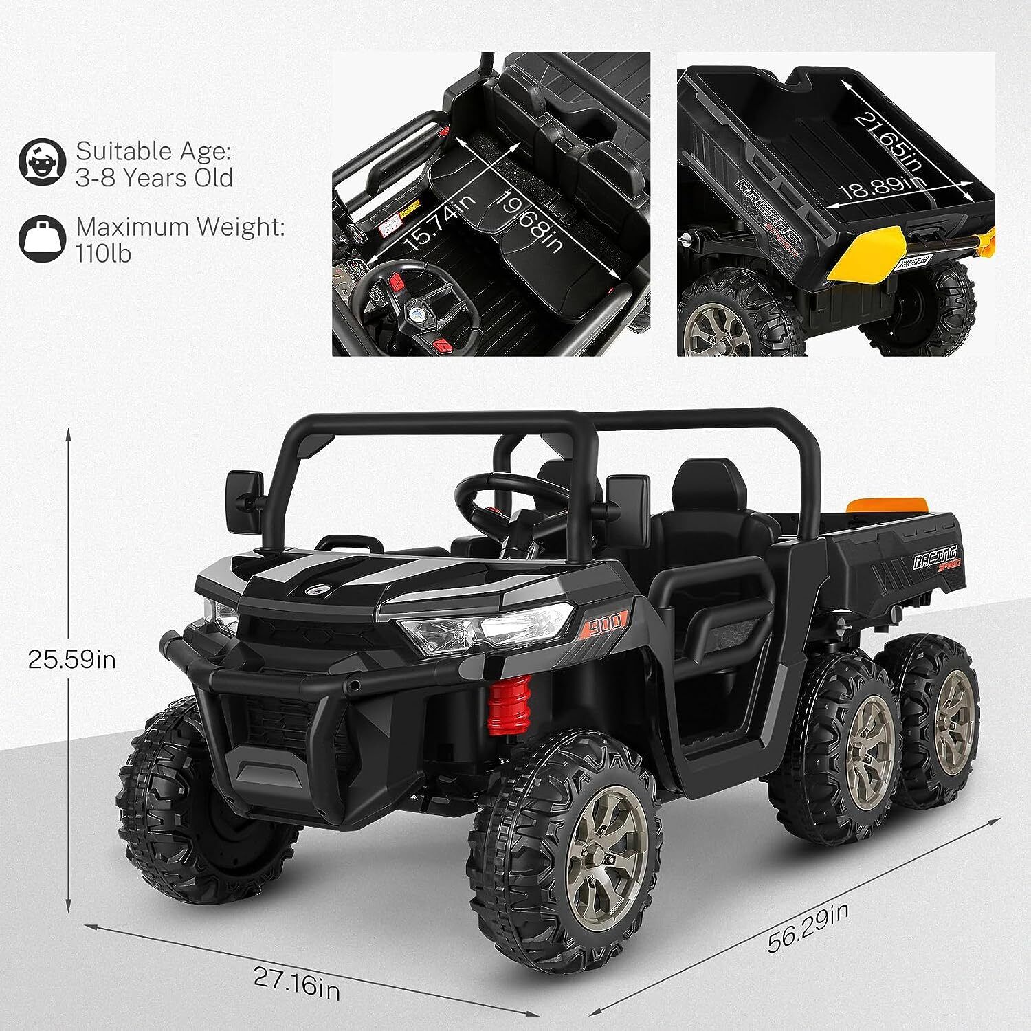 4WD Kids Electric UTV Truck with Remote Control and Dump Bed - 24V Ride-On Vehicle - Image 27