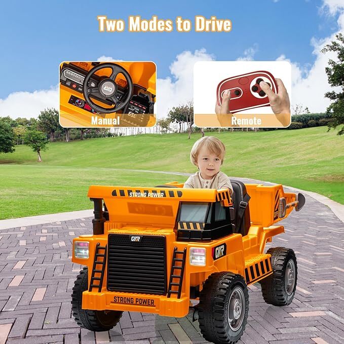 12V Kids Electric Ride-On Dump Truck and Car with 4WD and Remote Control - Image 4