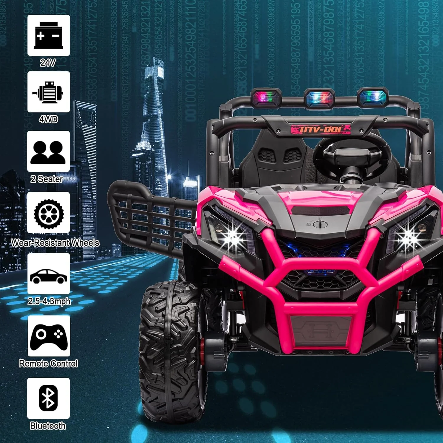 24V 4x4 Two-Seater Ride-On Buggy with Remote Control and Battery Powered - Image 3