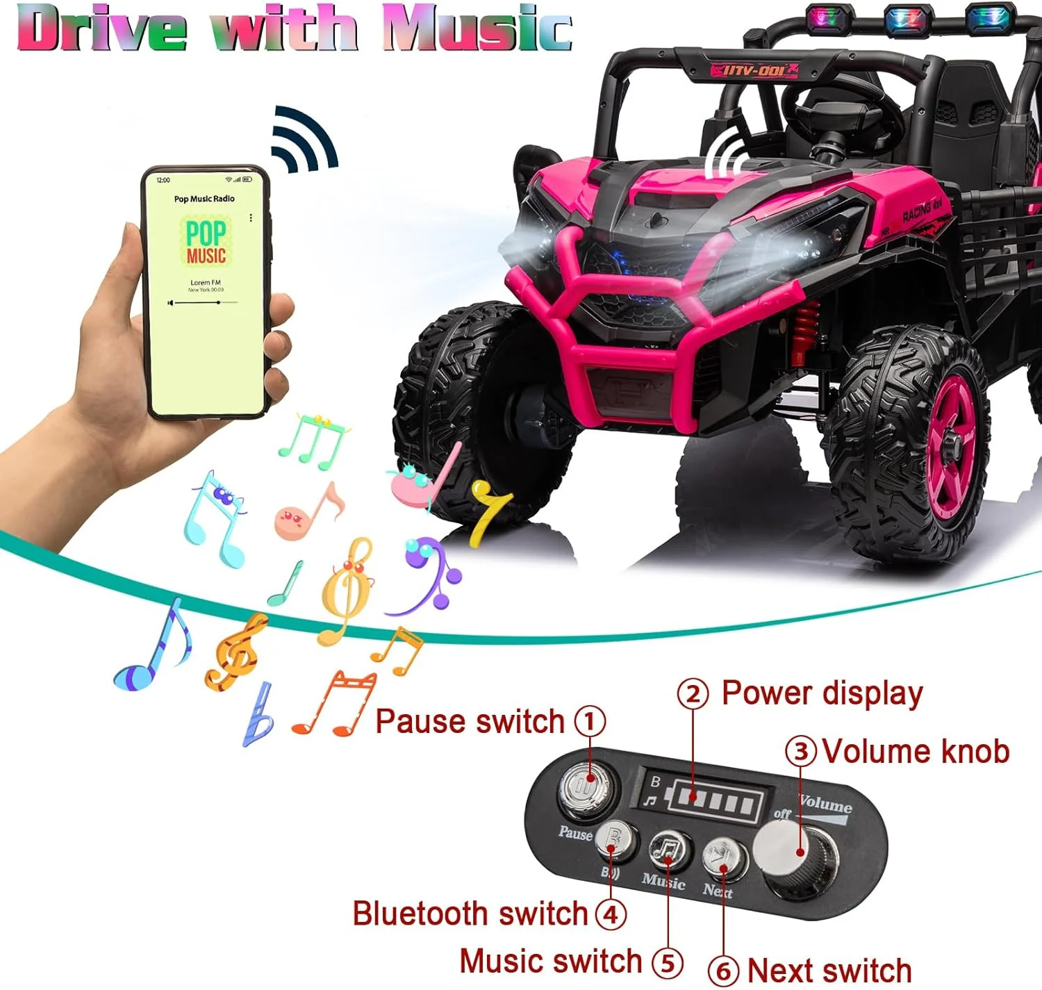 24V 4x4 Two-Seater Ride-On Buggy with Remote Control and Battery Powered - Image 4