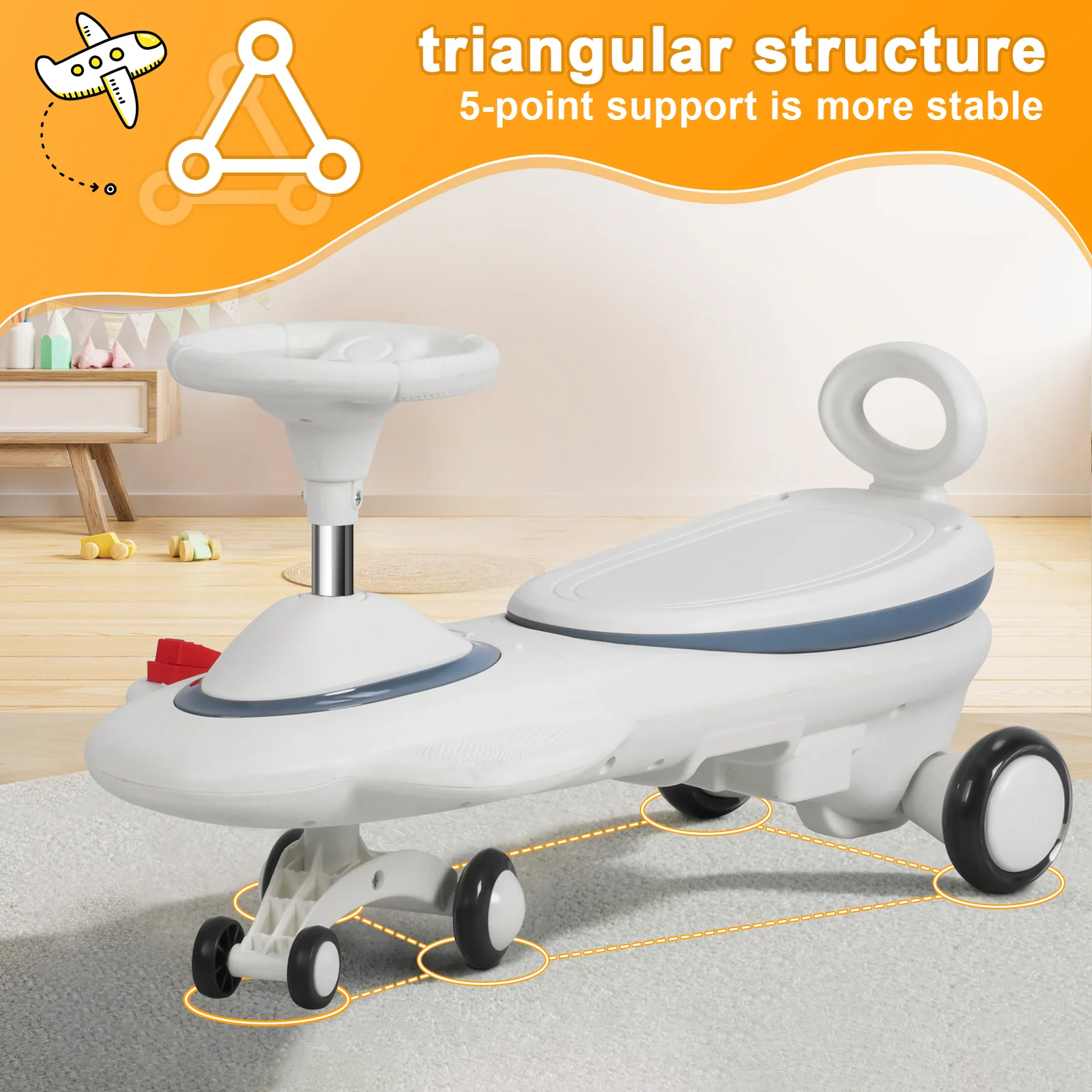 6.7V Electric Wiggle Car with Pedal, 2-in-1 Light and Music, for Ages 1-6 - Image 12
