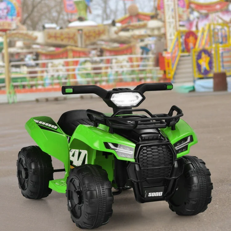 6V Electric Kids Ride-On 4-Wheeler ATV Quad with Music and LED Lights Green - Image 4