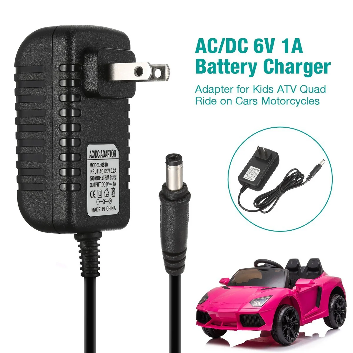 6 Volt Battery Charger for Kids Powered Ride-On Car Kid Trax - Image 2