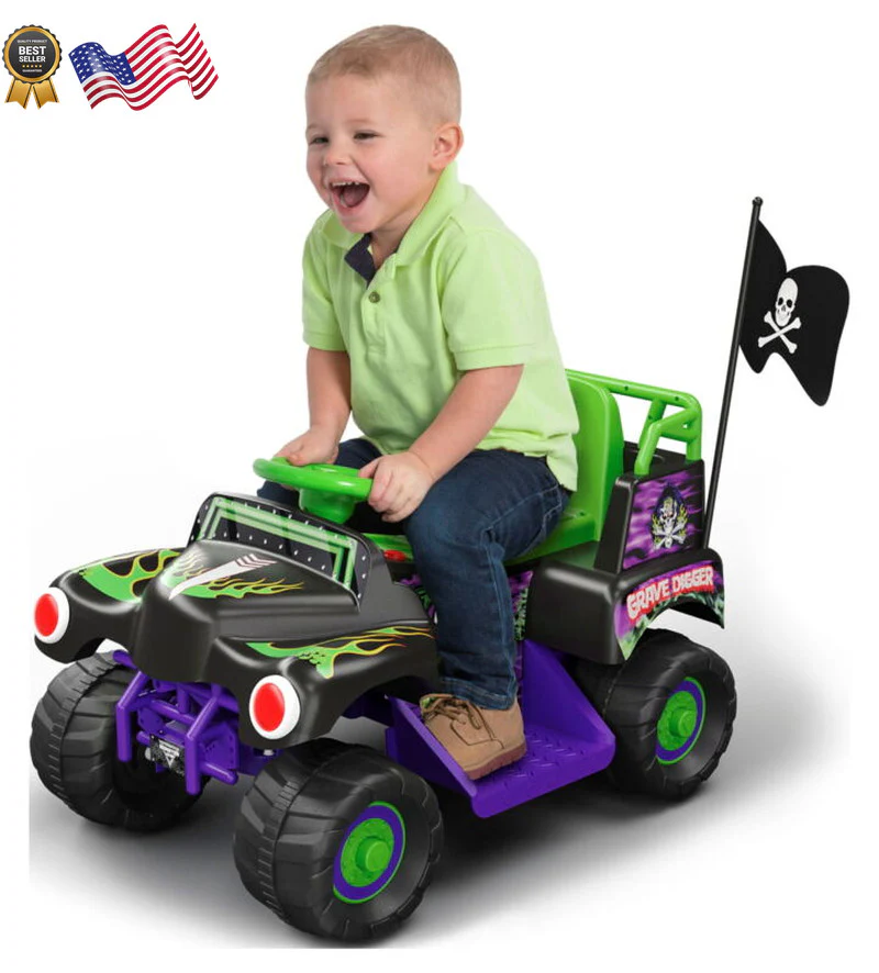 Volt Grave Digger Ride-On Monster Truck with Graphics for Boys and Girls 18-36 Months
