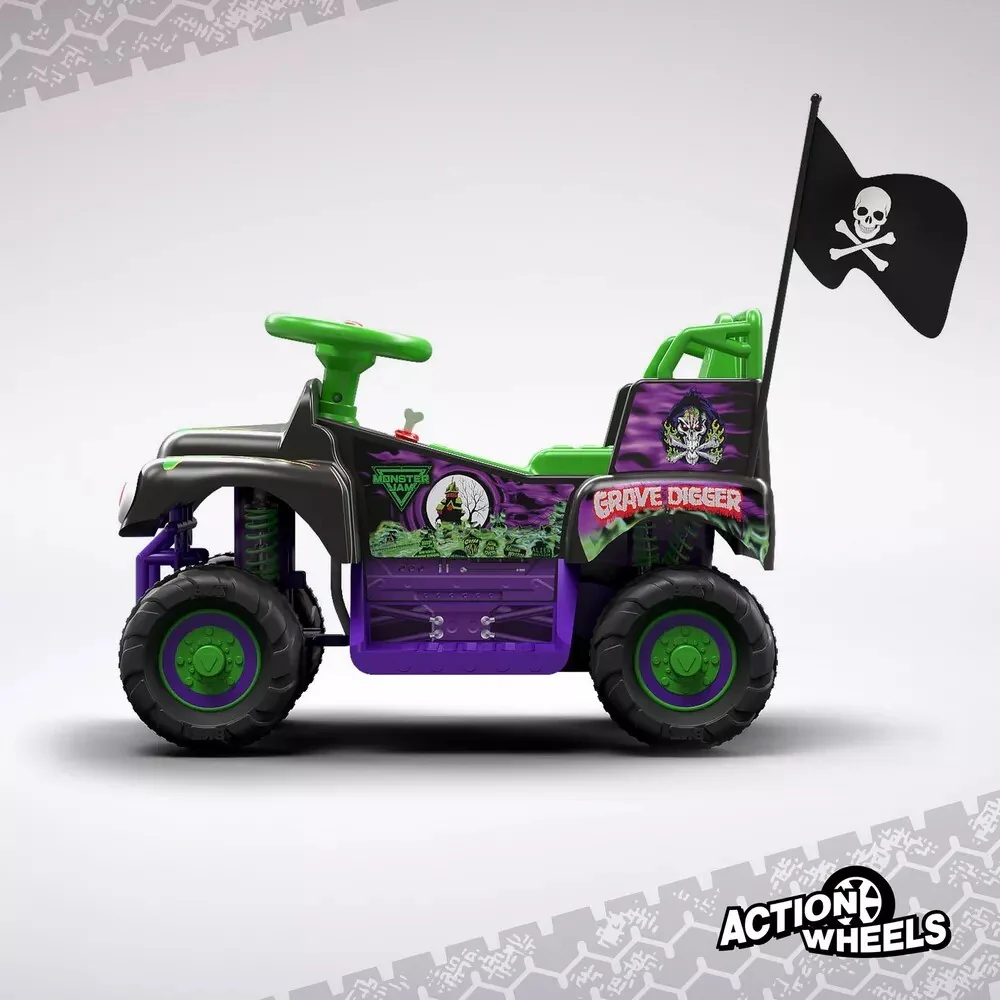 Volt Grave Digger Ride-On Monster Truck with Monster Jam Graphics for Kids - Image 6