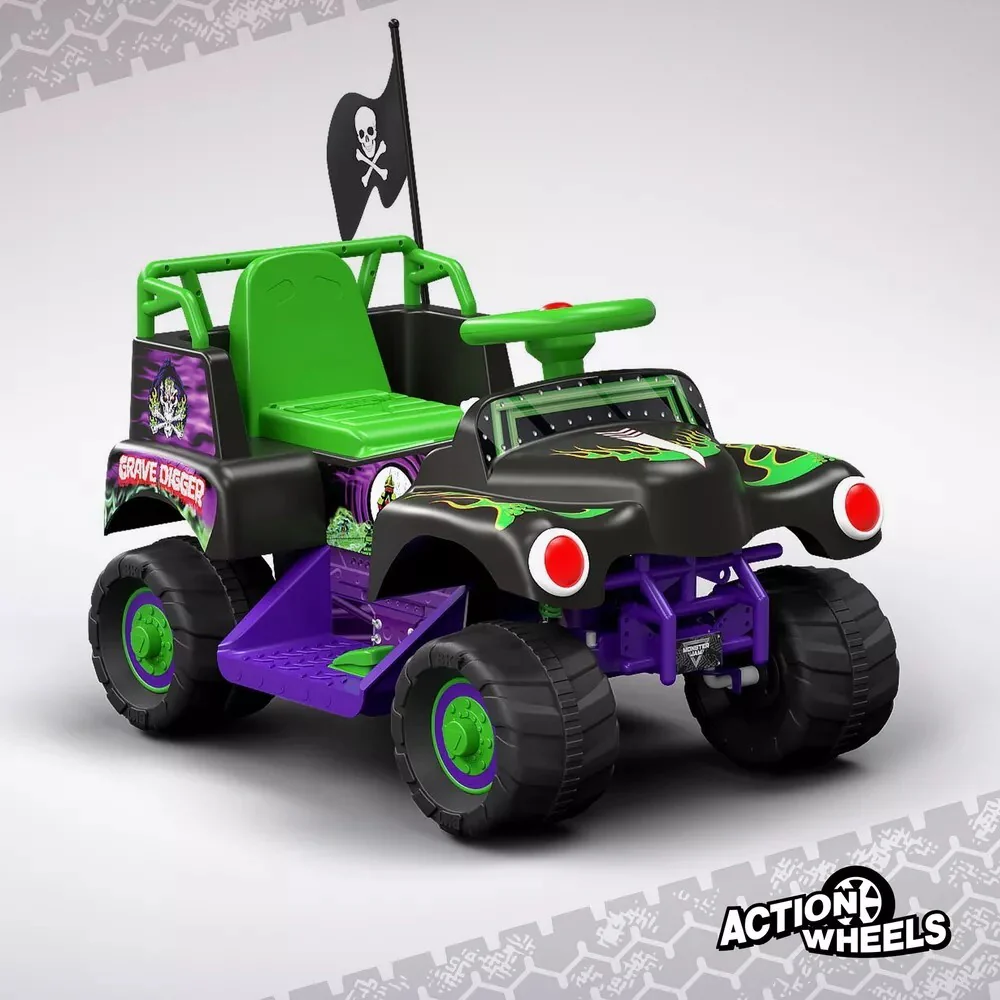 Volt Grave Digger Ride-On Monster Truck with Monster Jam Graphics for Kids - Image 9