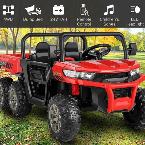 6-Wheeler 24V Battery-Powered Dump Truck with Remote Control and LED Lights - Image 2