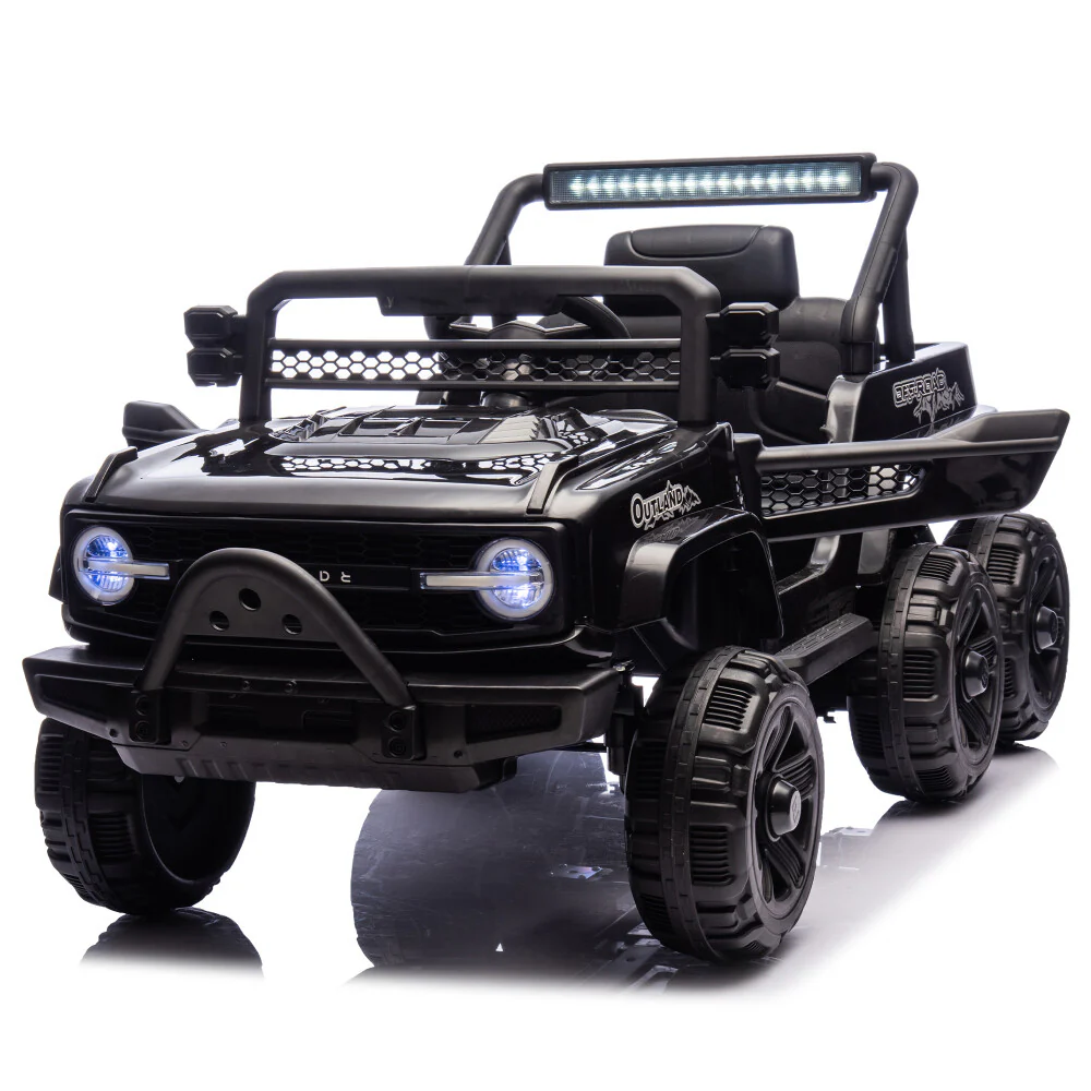 6-Wheels Kids 12V Electric Ride-On Truck with Remote, LED Lights, Music, and MP3 Player - Black - Image 11