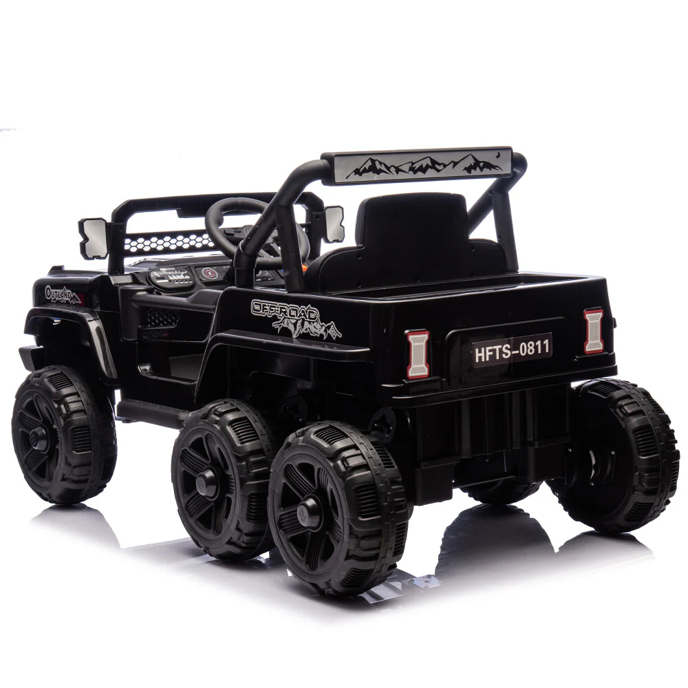 6-Wheels Kids 12V Electric Ride-On Truck with Remote, LED Lights, Music, and MP3 Player - Black - Image 12