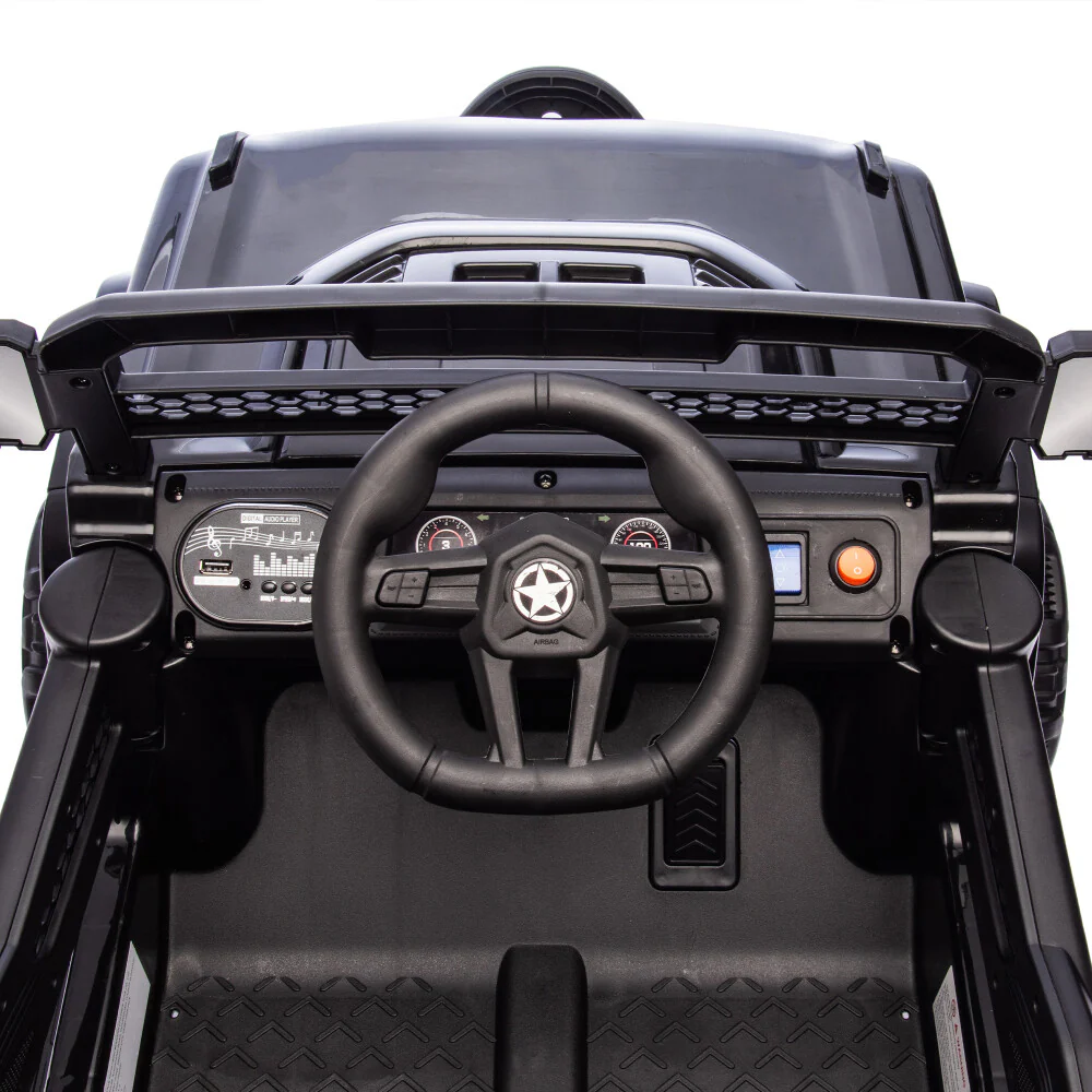 6-Wheels Kids 12V Electric Ride-On Truck with Remote, LED Lights, Music, and MP3 Player - Black - Image 14