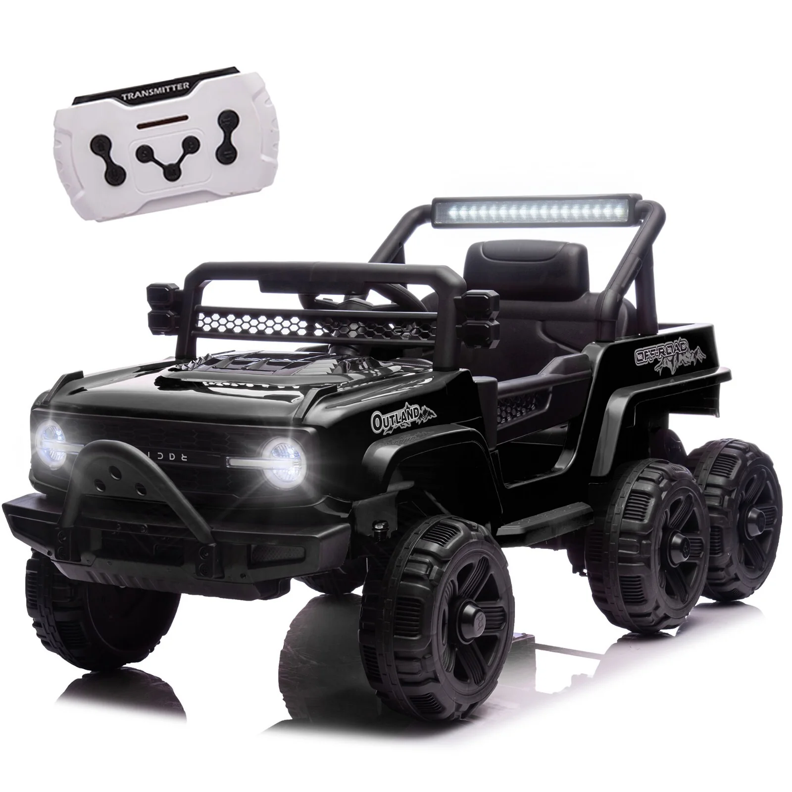 6-Wheels Kids 12V Electric Ride-On Truck with Remote, LED Lights, Music, and MP3 Player - Black - Image 24