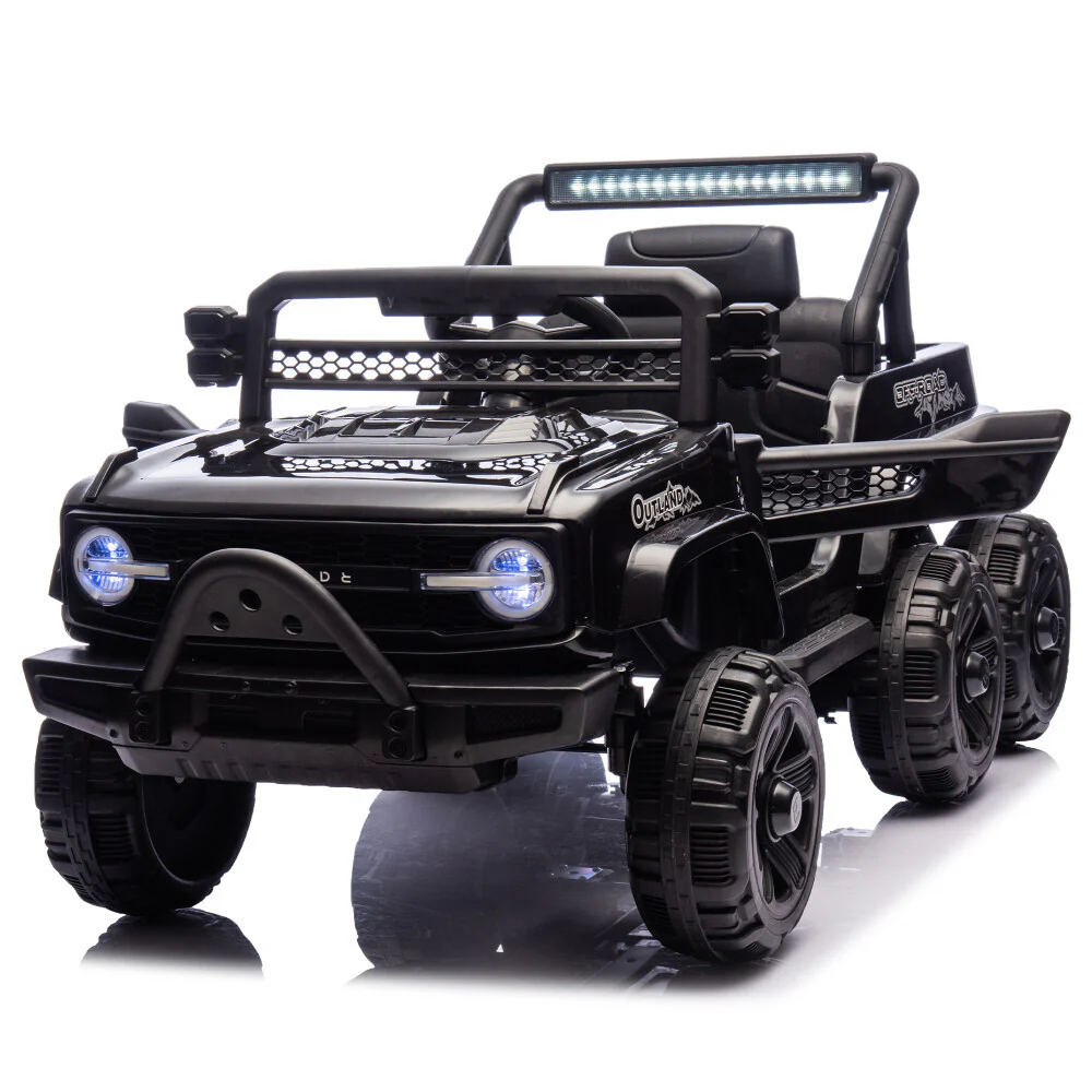 6-Wheels 12V Electric Ride-On Truck Toy with Remote, LED Lights, and MP3 Player for Kids, Black - Image 11